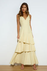 Red Carpet Entrance Maxi Dress Lemon