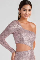 Sparkle Party Sequin One-Shoulder Mini Dress