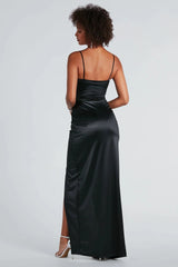 Mayra Formal Satin Slit Long Dress