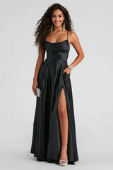 Formal Satin Lace-Up Dress