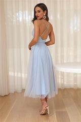 Wandering In The Light Tulle Midi Dress Blue