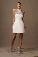 Maryam Tulle Bow Mini Dress - White