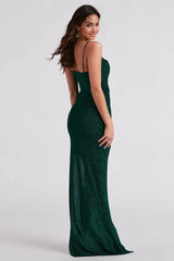 Formal High Slit Glitzy Glitter Dress