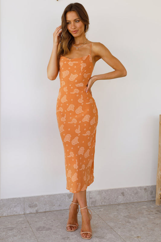 Rule Your World Midi Dress Orange