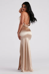 Ilya Satin Backless Mermaid Dress