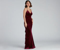 Margot Formal Ruffled Velvet Dress