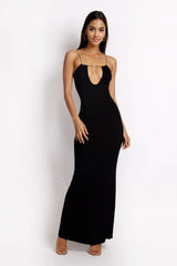 Strappy Circle Cutout Maxi Dress - Black