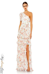 Long Formal One Shoulder Print Gown