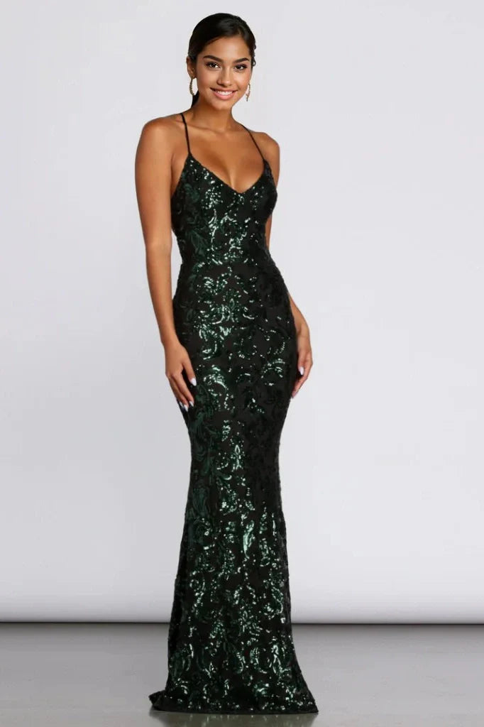 Formal Sequin Scroll Dress