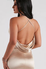 Ilya Satin Backless Mermaid Dress