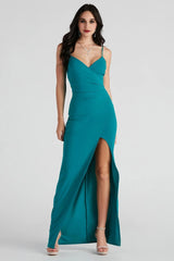 Sasha Formal High Slit Wrap Dress