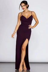 Sasha Formal High Slit Wrap Dress