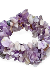 Gemstone Colors Chip Wide Chunky Cluster Multistrand Stretch Bracelet