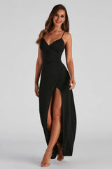 Sasha Formal High Slit Wrap Dress