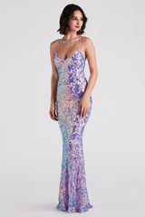 Taisia Formal Sequin Scroll Dress