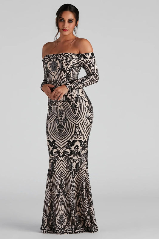 Paityn Formal Off-The-Shoulder Sequin Dress