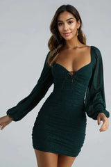 Glamorous Moves Glitter Long Sleeve Mini Dress