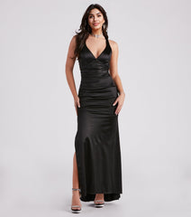 Sam Formal Satin Open Back Dress