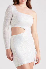 Sparkle Party Sequin One-Shoulder Mini Dress