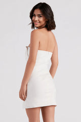 Perfect Bow Linen Strapless Mini Dress