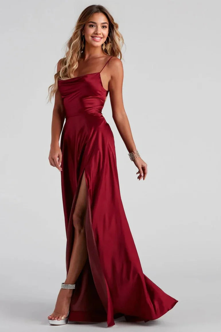 Formal Satin Lace-Up Dress