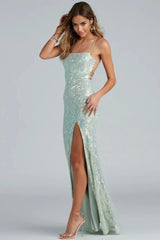 Sequin Laceup Mermaid Formal Dress