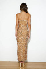 Party Mood Sequin Maxi Dress Gold