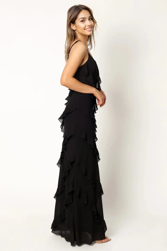 Ciao Ruffles Maxi Dress - Black