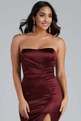 Gianna Strapless High-Slit Satin Dress