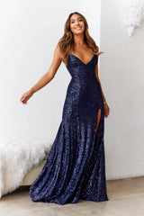 Shimmer Lake Maxi Dress Navy Sequins