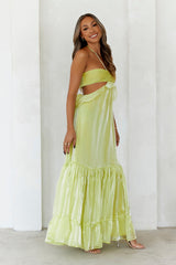 Enchanted Woods Halter Maxi Dress Lime