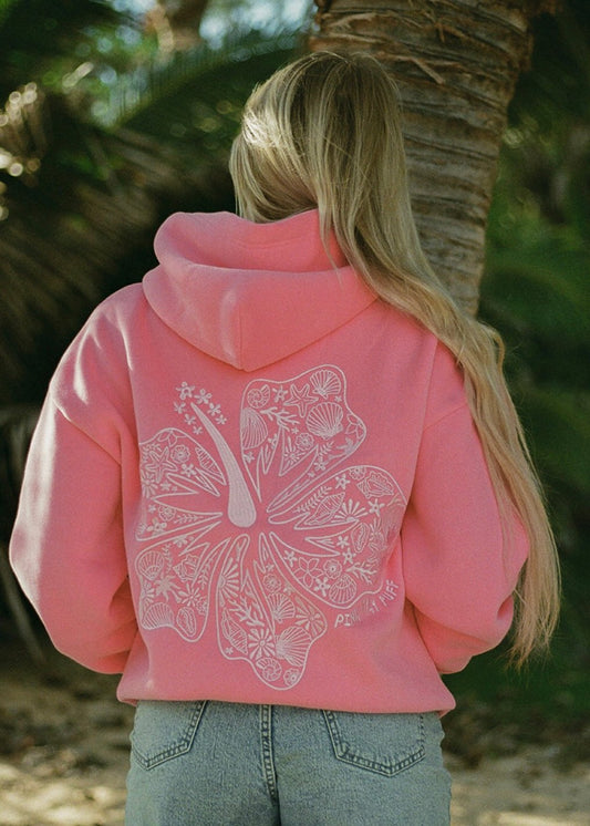 "Hawaii Hibiscus" Hoodie in Sonic Pink