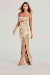 Kyla Cutout High Slit Satin Formal Dress