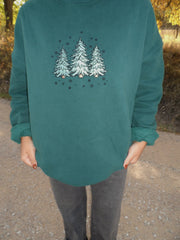 Winter Green Christmas Tree Embroider Sweatshirt