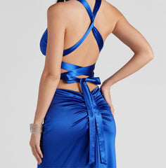 Sam Formal Satin Open Back Dress