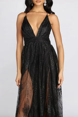 Mona Formal Plunging Glitter Dress