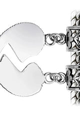 Grandma Mother Word Heart Shape Dangle Bead Charm Sterling Silver