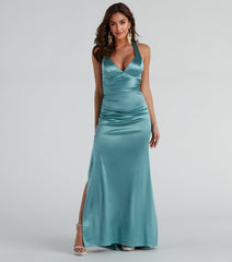 Sam Formal Satin Open Back Dress