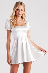 Sweet Victory Satin Skater Dress