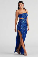 Lenny Formal Sequin One Shoulder Dress