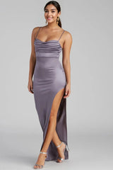 Lola High Slit Satin Dress