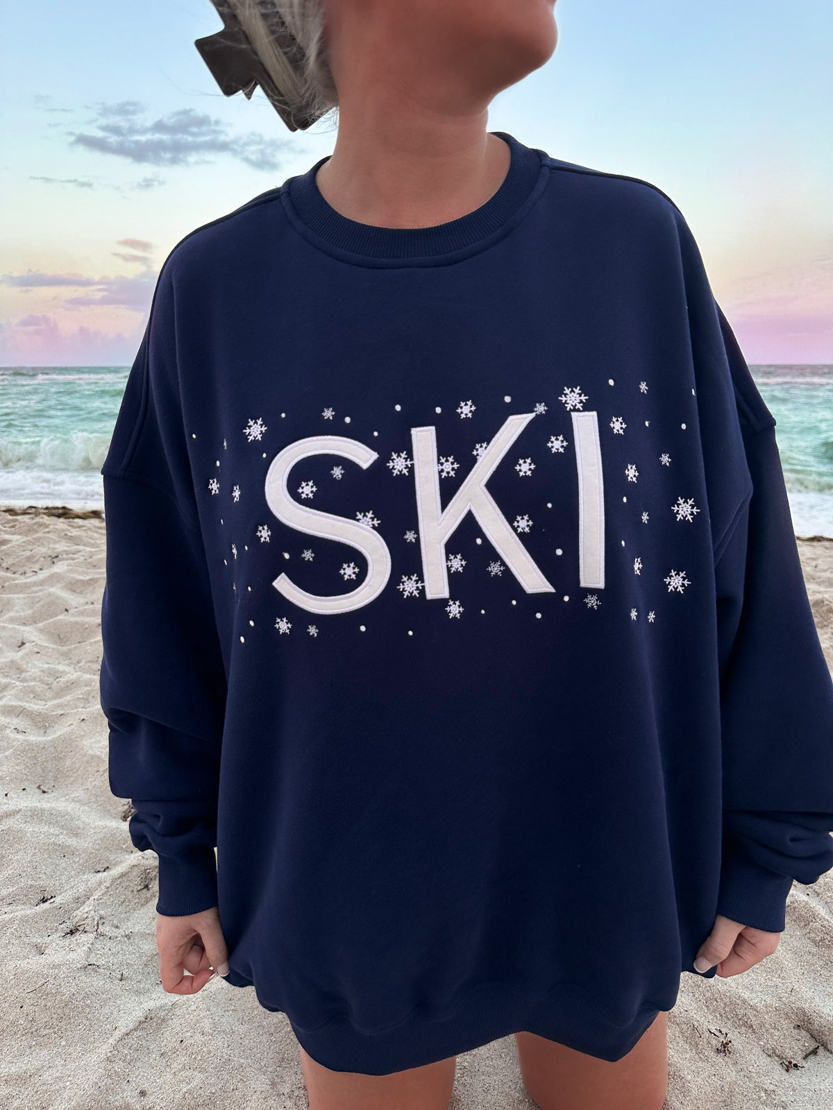 Ski Snowflake Embroider Sweatshirt