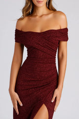 Formal Glitter Wrap Dress