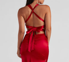 Sam Formal Satin Open Back Dress