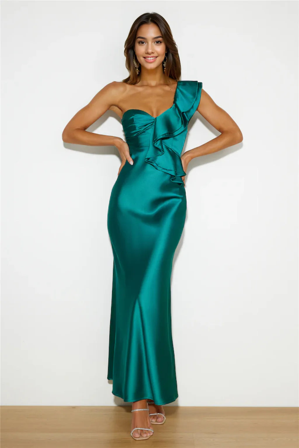 Midnight Silk Midi Dress Green