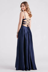 Formal Satin Lace-Up Dress