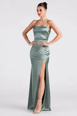 Ilya Satin Backless Mermaid Dress