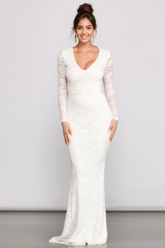 Brooke Lace V Neck Formal Dress