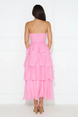 Number One Option Strapless Midi Dress Pink