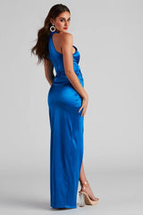 Kaylee Halter Satin Formal Dress